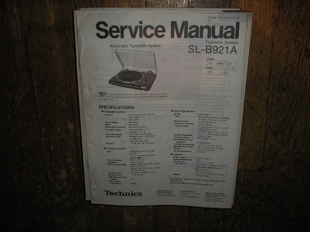 SL-B921A Turntable Service Manual  Technics 
