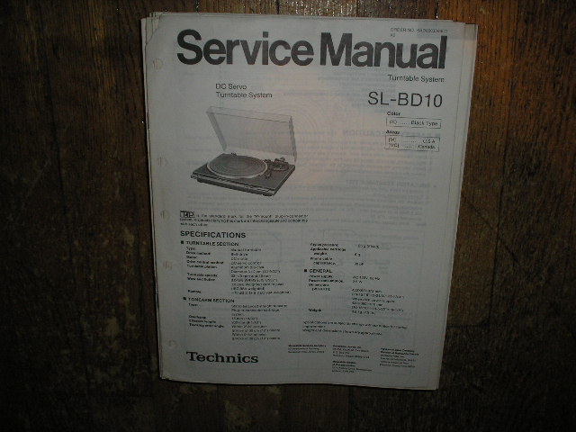 SL-BD10 Turntable Service Manual