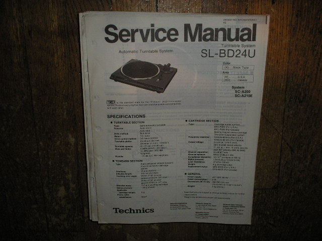 SL-BD24U Turntable Service Manual