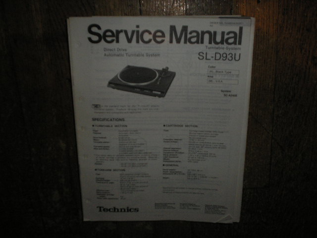 SL-D93U Turntable Service Manual
