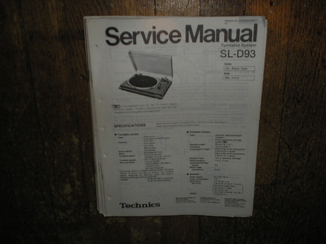 SL-D93 Turntable Service Manual  Technics 