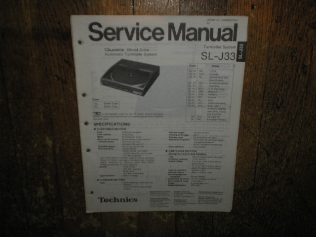 SL-J33 Turntable Service Manual  Technics 