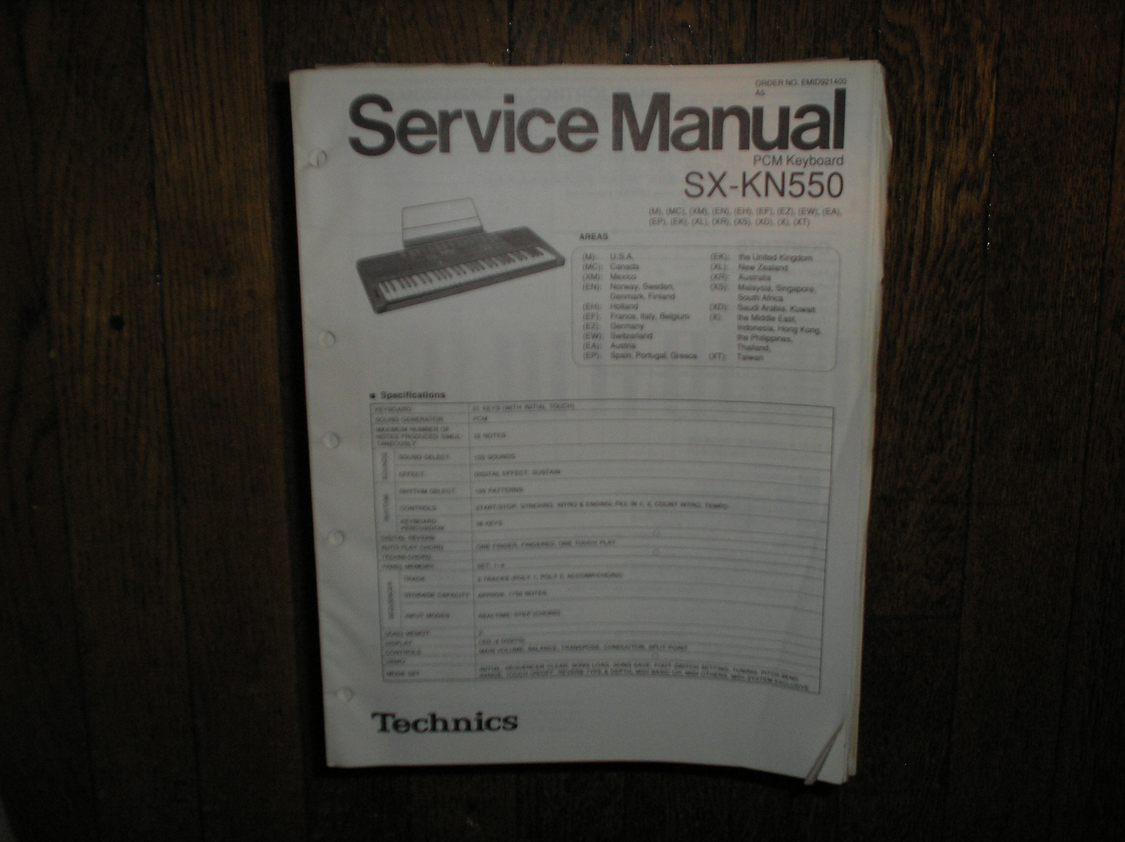 SX-KN570 PCM Keyboard Service Manual