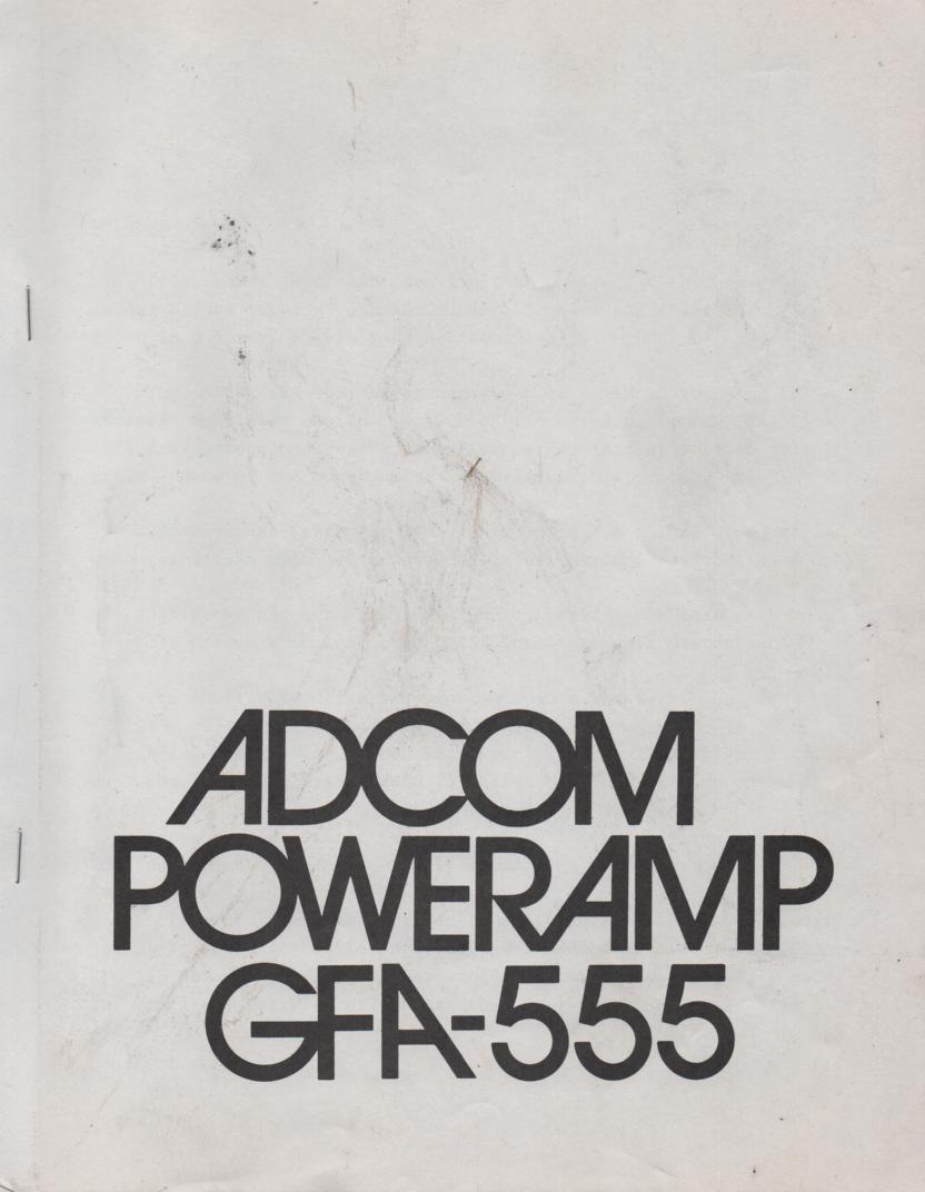 GFA-555 Power Amplifier Owners Manual