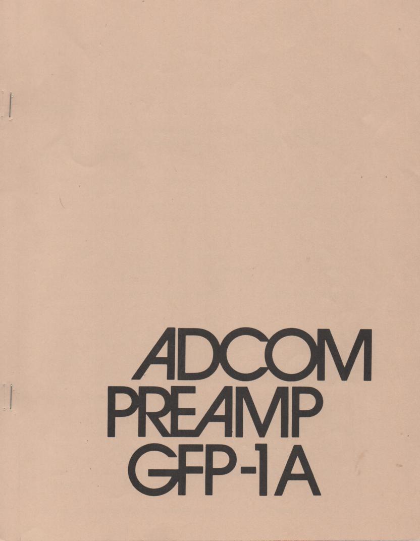GFP-1A Pre-Amplifier Owners Manual