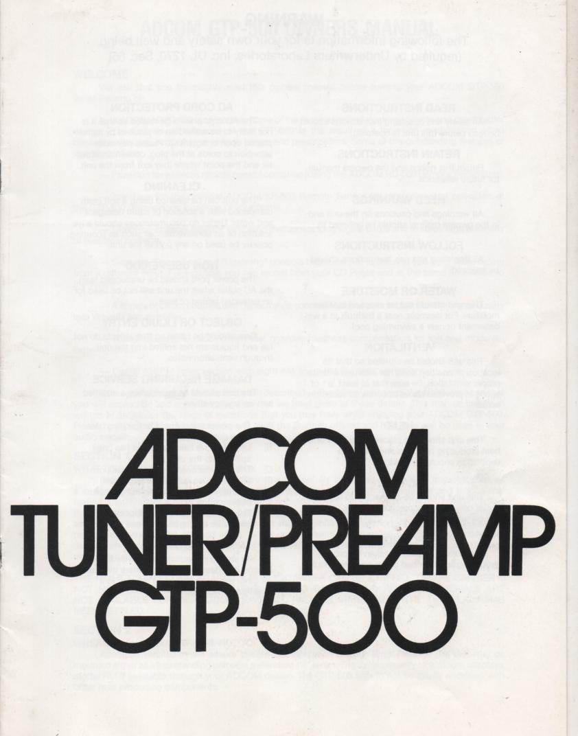 GTP-500 Tuner Pre-Amplifier Service Manual  ADCOM