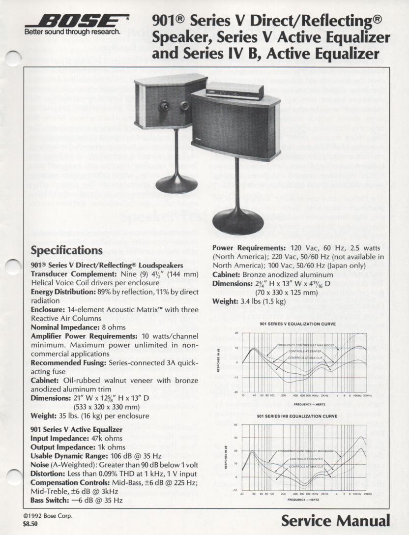 901 Series IV B 901 Series V  Direct Reflecting Speaker System Service Manual