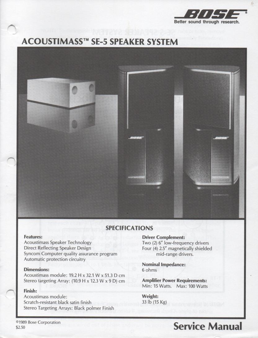 Acoustimass SE-5 Speaker System Service Manual
