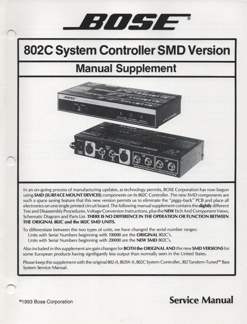 802C System Controller SMD Version Service Manual
