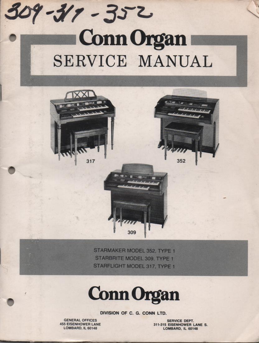 317 Starflight Type-1 309 352 Organ Service Manual  It contains parts lists schematics and board layouts