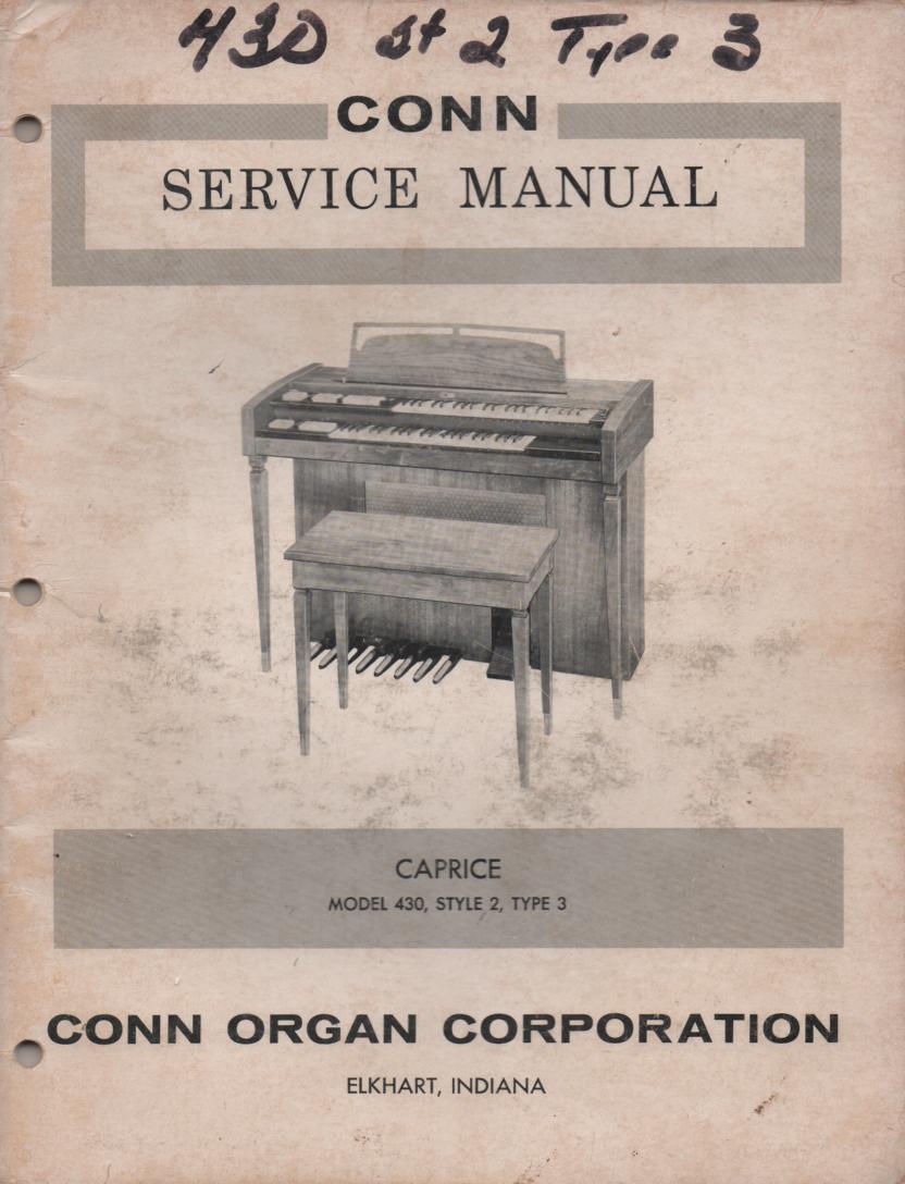 430 Style 2 Type 3 Caprice Organ Service Manual