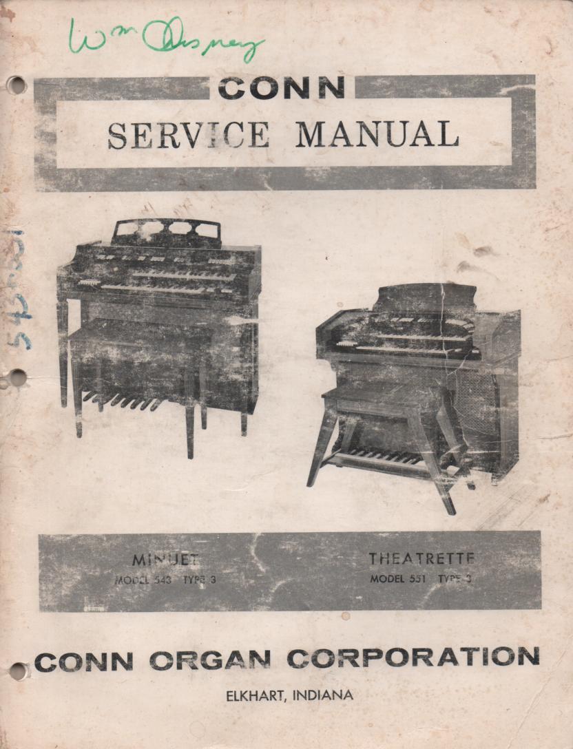 543 551 Organ Type 3 Service Manual.  