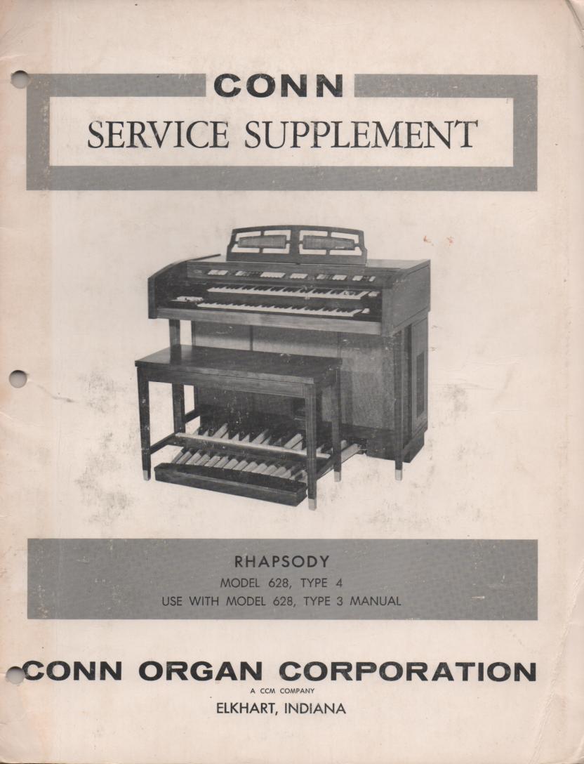 628 Rhapsody & Deluxe Rhapsody Type 4 Organ Service Manual. Use with Manual 3.