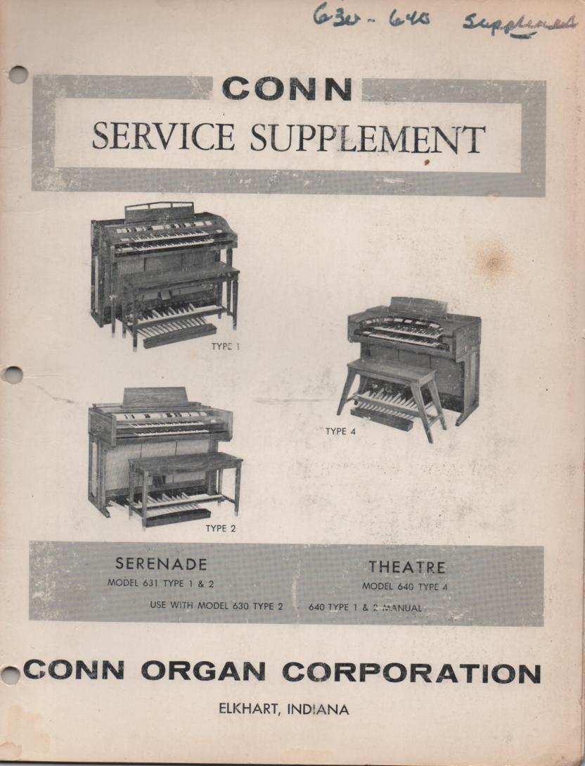 631 Type 1 & 2 640 Type 4 Serenade Organ Service Manual 