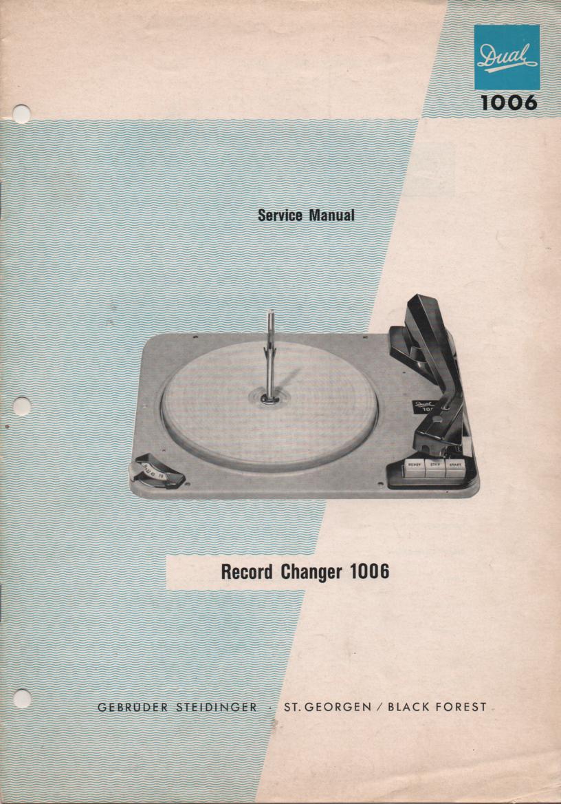 1006 Record Changer Turntable Service Manual  Dual