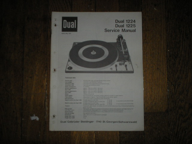 1224 1225 Turntable Service Manual  Dual