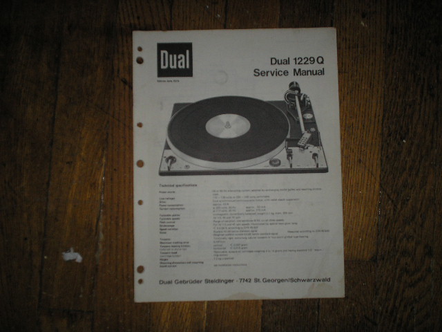 1229-Q Turntable Service Manual  Dual