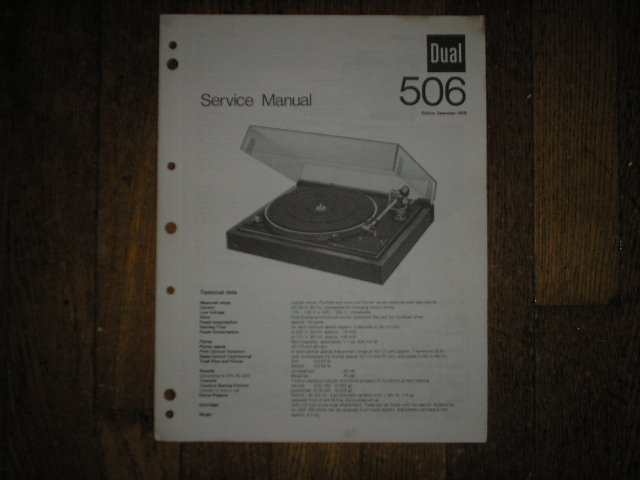506 Turntable Service Manual  Dual