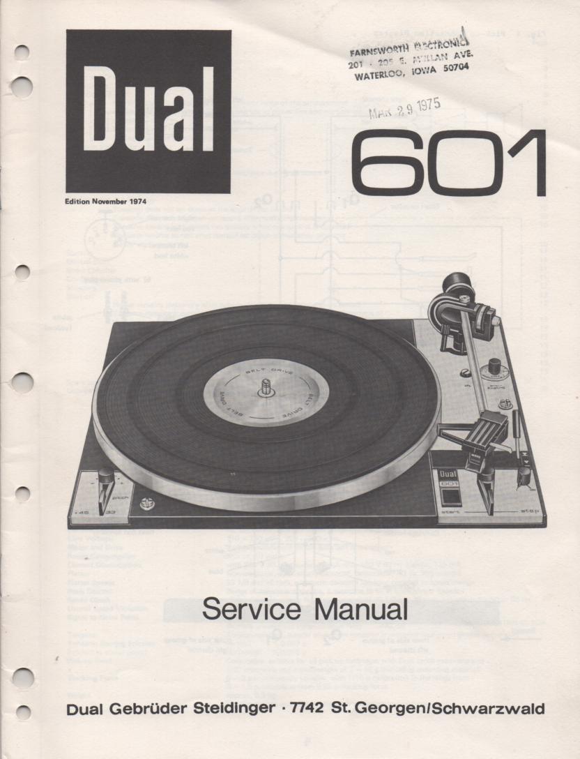 601 Turntable Service Manual  Dual