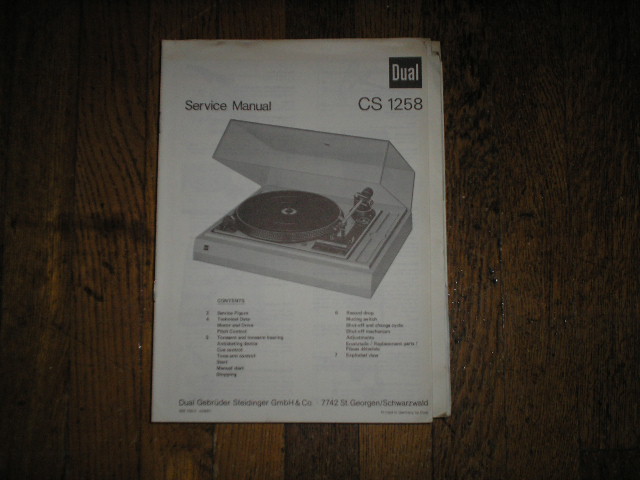CS1258 CS 1258 Turntable Service Manual