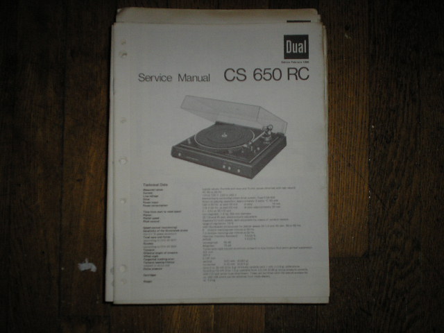 CS650RC Turntable Service Manual  Dual