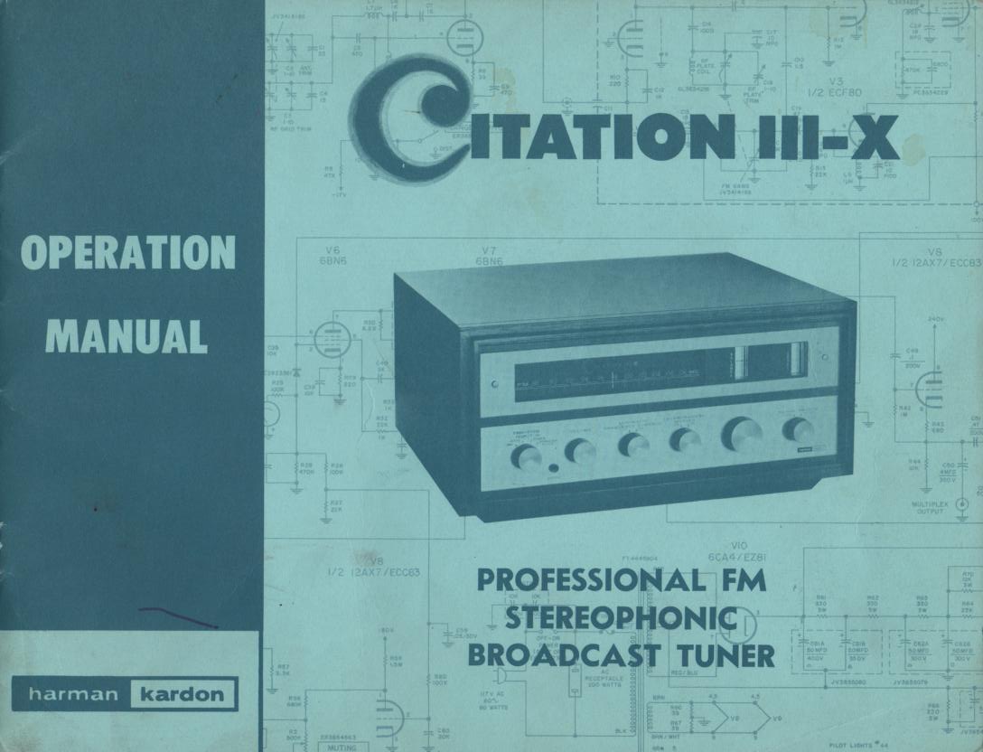 Citation 3 X Tuner Operating Service Instruction Manual