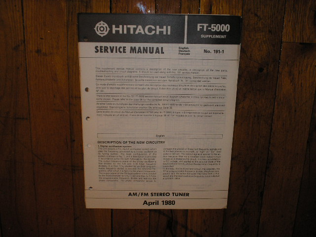 FT-5000 Tuner Service Manual Supplement English  Hitachi