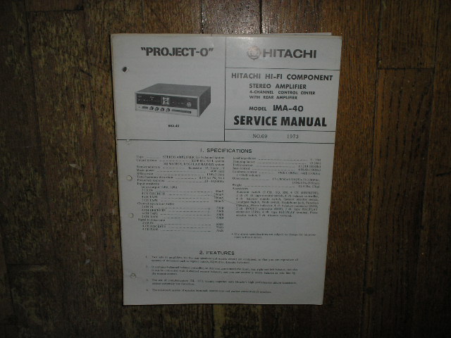 IMA-40 Pre-Amplifier Service Manual  Hitachi