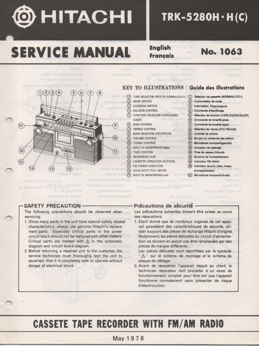 TRK-5280H TRK5280HC Radio Service Manual.  Manual is in English and French