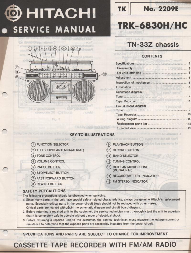 TRK-6830H TRK-6830HC Radio Service Manual.  