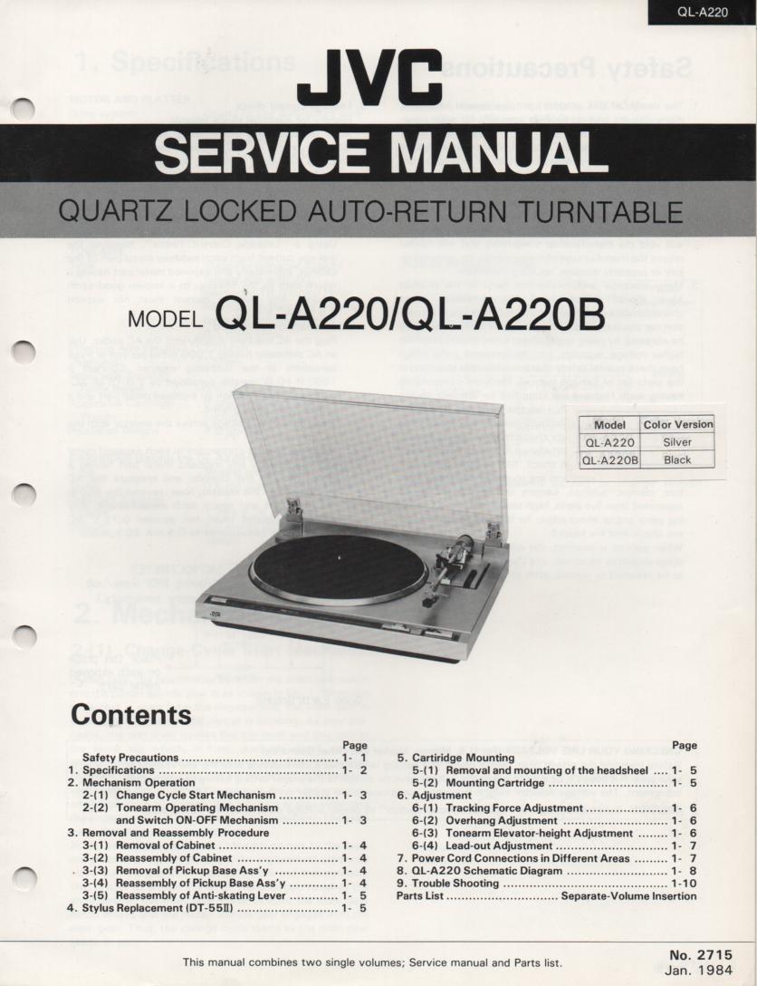 QL-A220 Turntable Service Manual  JVC