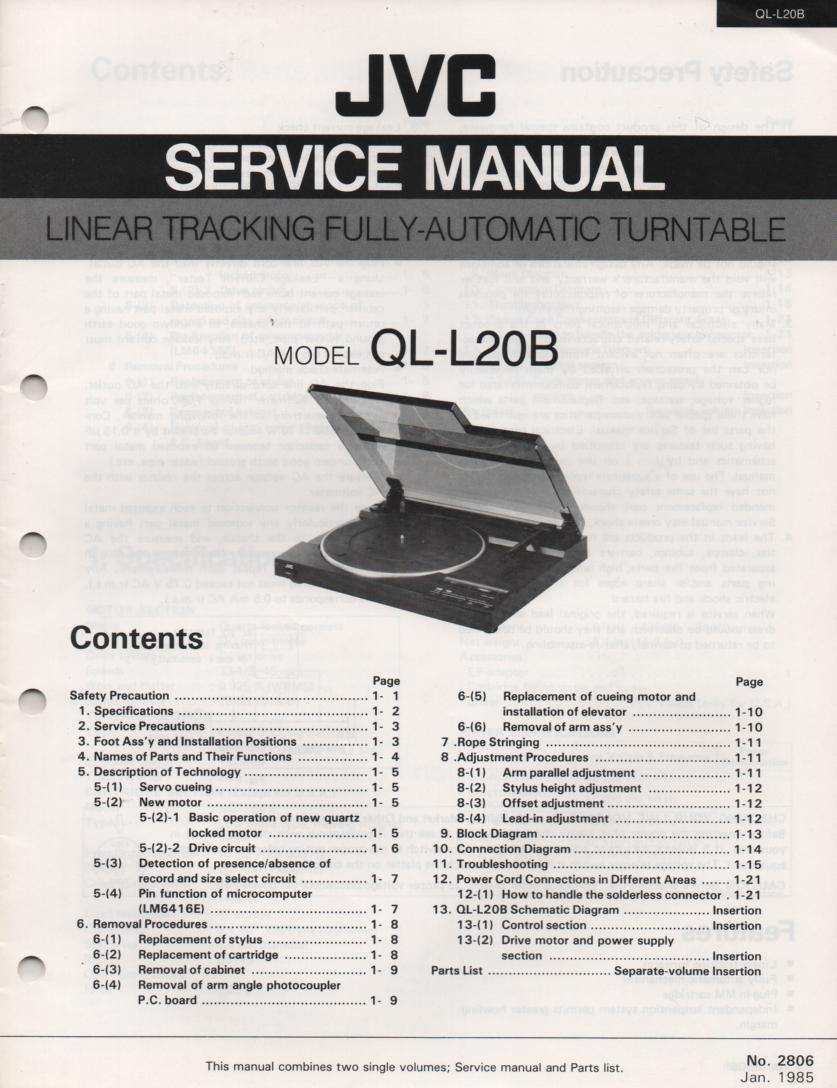QL-L20B Turntable Service Manual  JVC