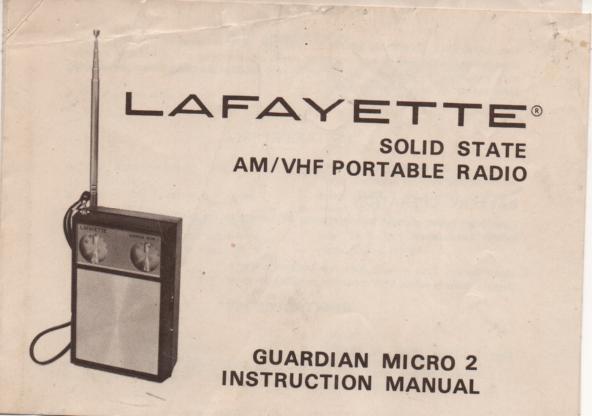 Guardian Micro 2 Radio Owners Instruction Manual with schematic