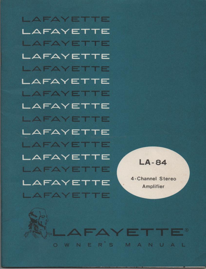 LA-84 4 Channel Amplifier Owners Service Manual. This is an owners manual with a large foldout schematic
