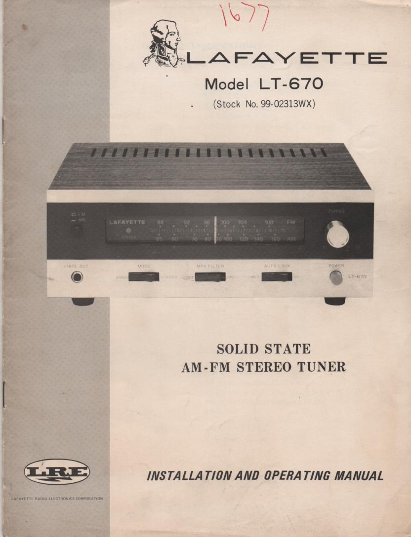 LT-670 Tuner Owners Service Manual  LAFAYETTE