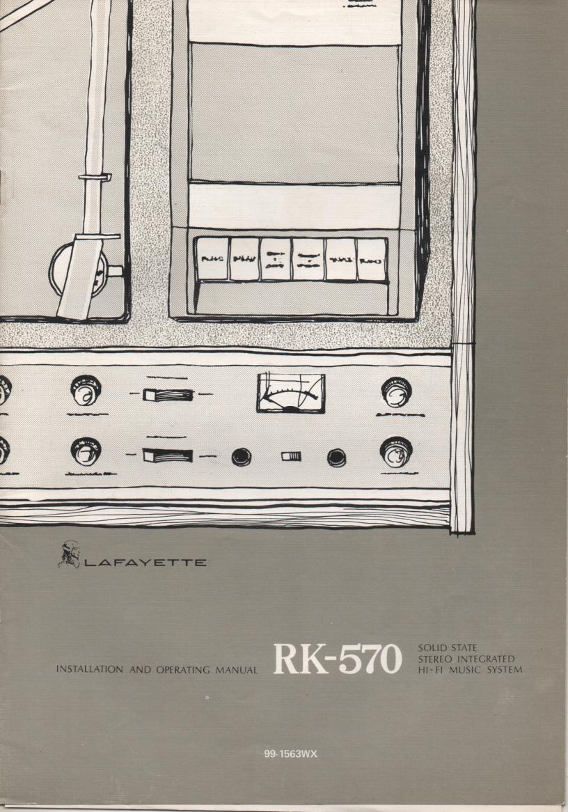 RK-570 Stereo System Service Owners Manual. Owners manual with schematic.  Stock No. 99-1563WX .