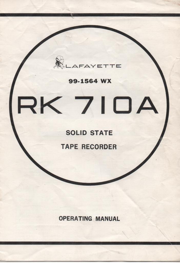 RK-710A Reel to Reel Owners Manual. With schematic and parts list.