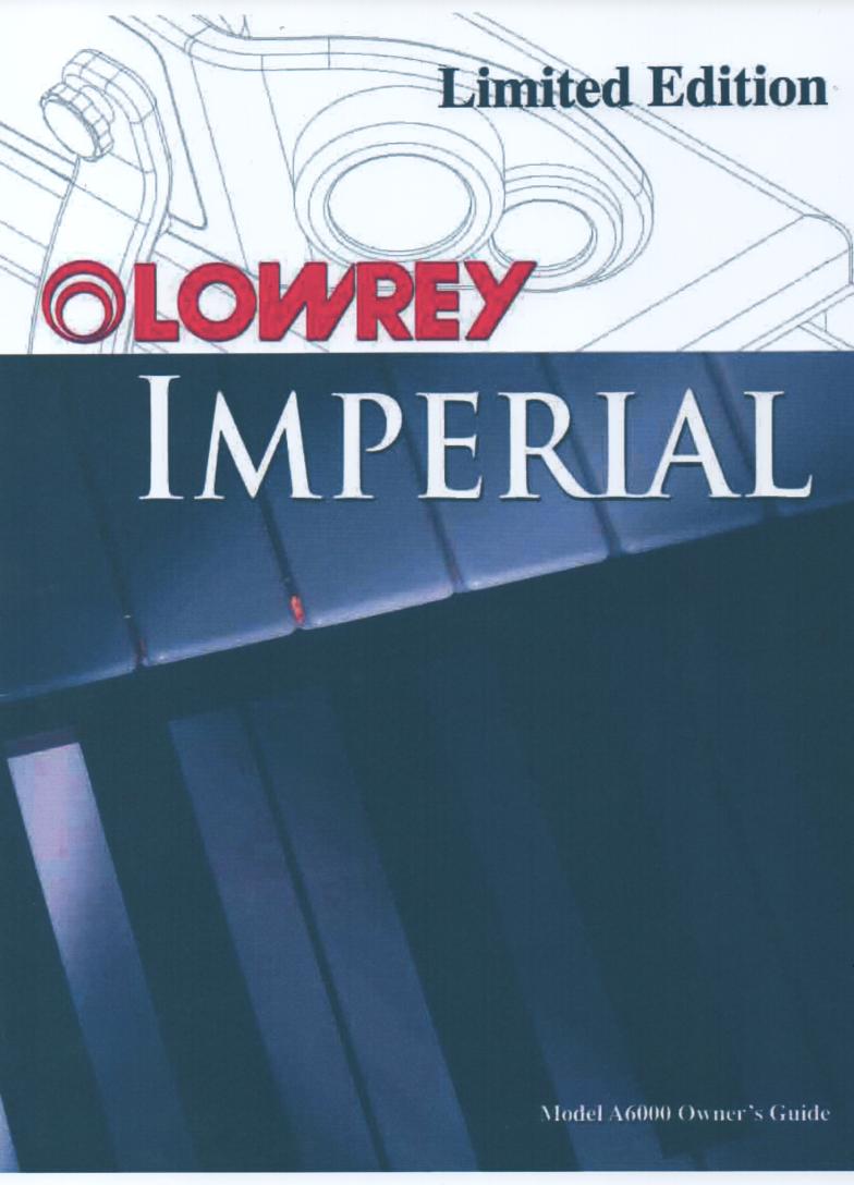 A6000 Imperial Organ Owners Manual.   173 pages