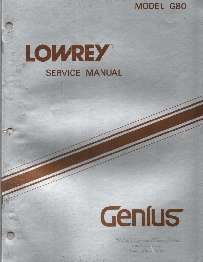 G80 Genius Organ Service Manual