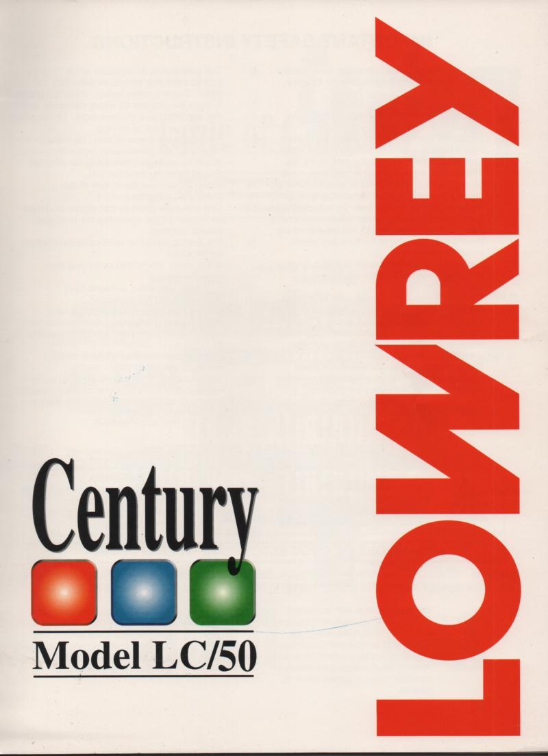 Century LC50 Organ Owners Manual