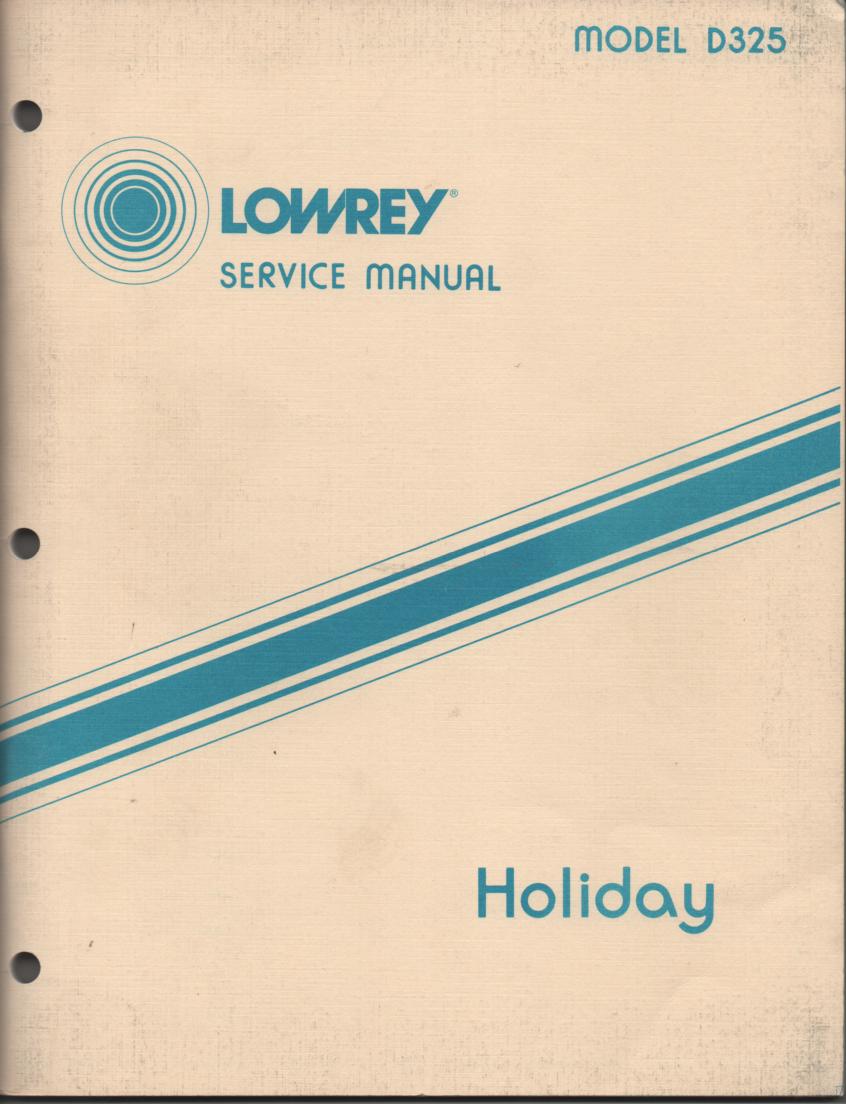 D325 Holiday Organ Service Manual
