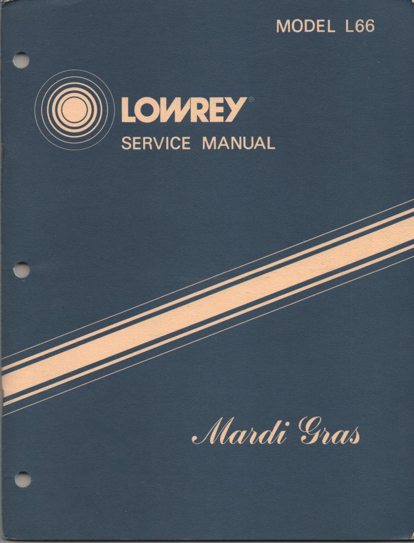 L66 Mardi Gras Organ Service Manual