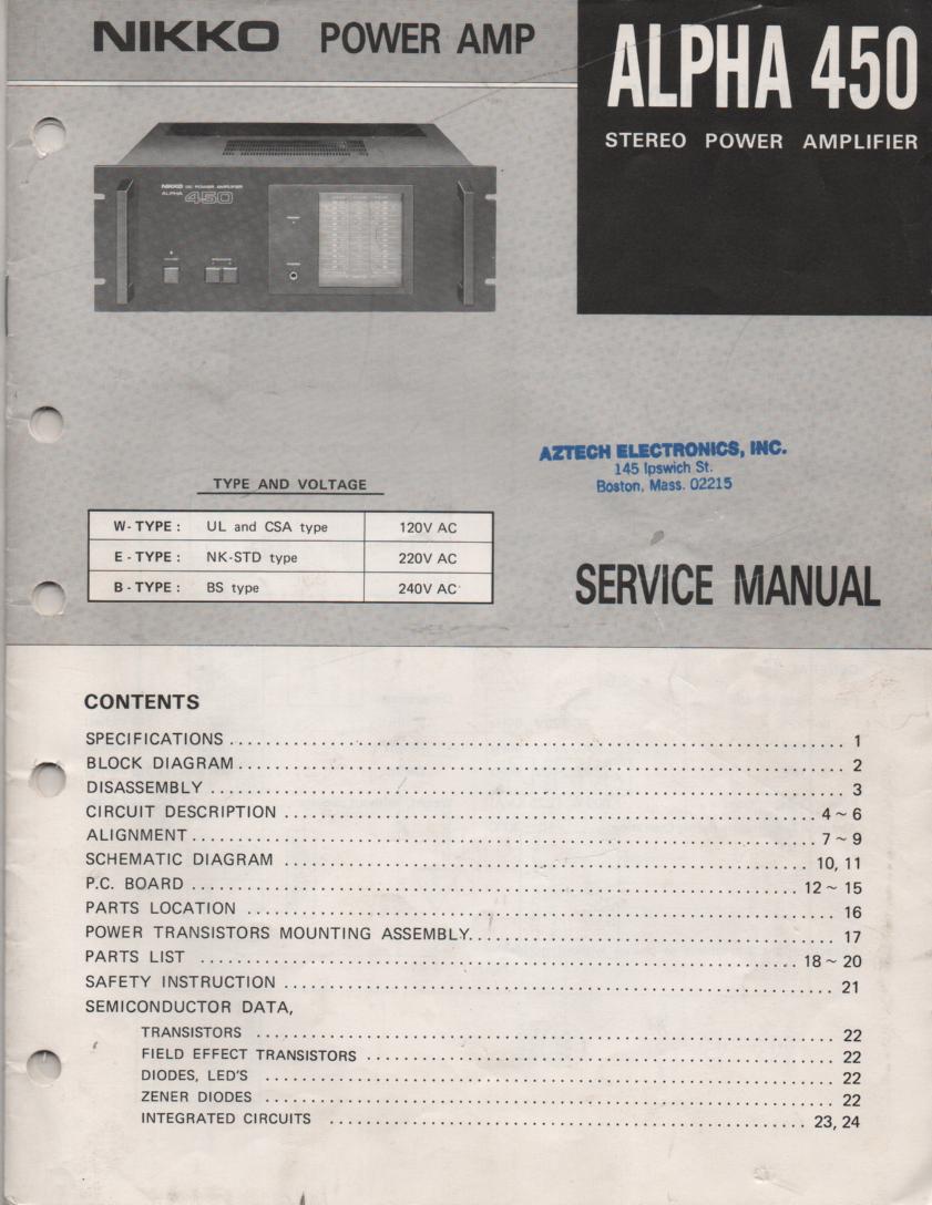 Alpha 450 Power Amplifier Service Manual