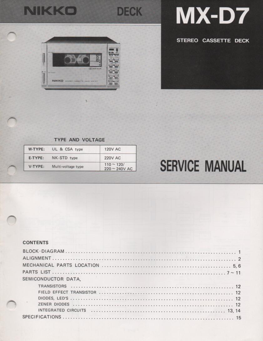 MX-D7 Cassette Deck Service Manual