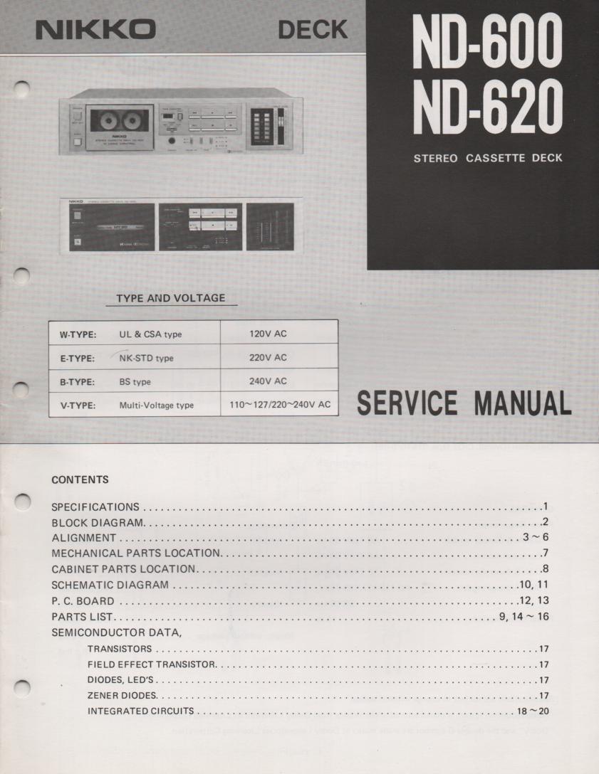 ND-620 ND-600 Cassette Deck Service Manual