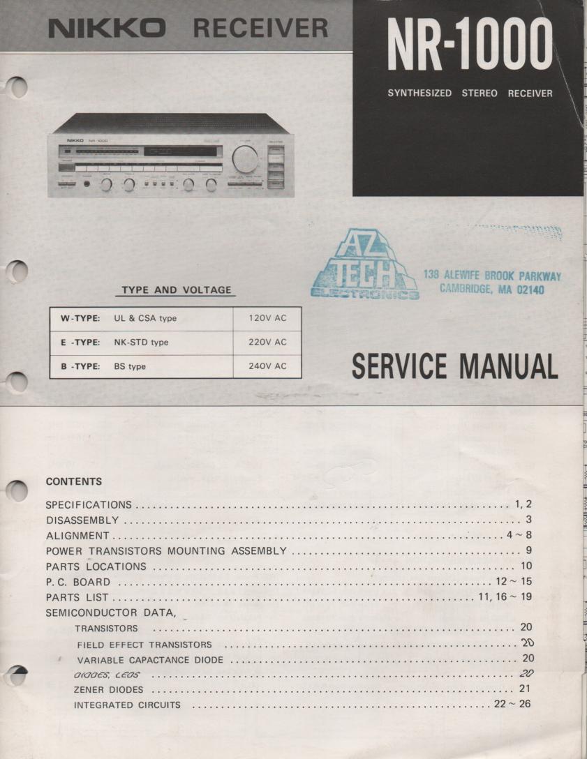 NR-1000 Receiver Service Manual  Nikko