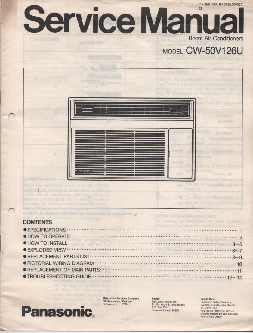 CW-50V126U Air Conditioner Service Manual
