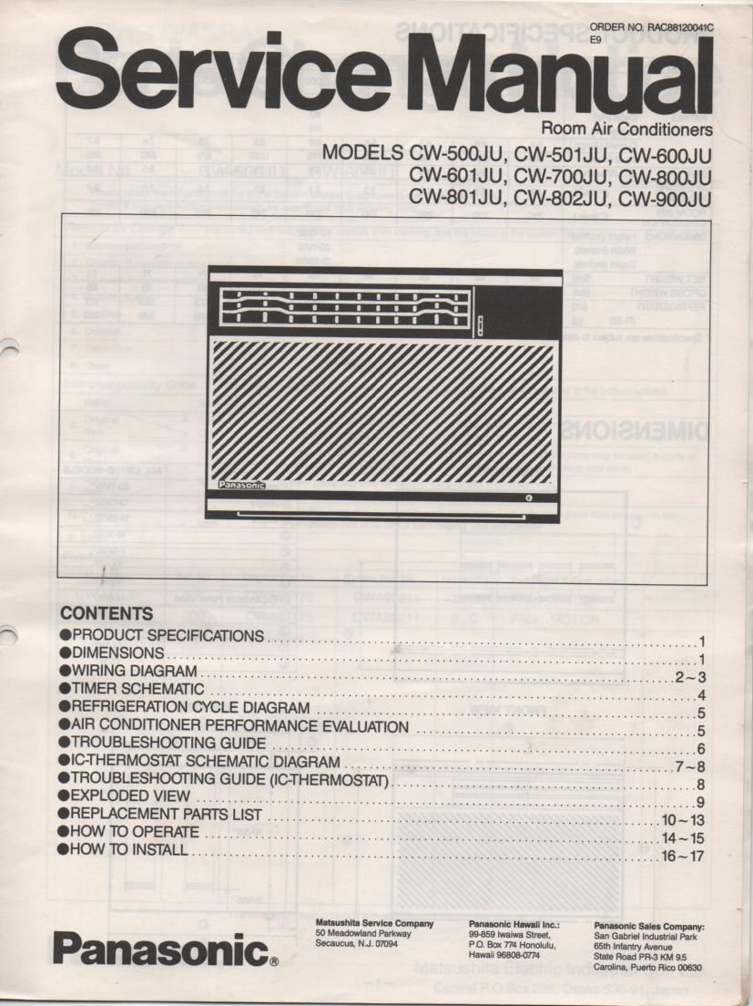Panasonic Cw Xc90jm Air Conditioner Service Manual PDF