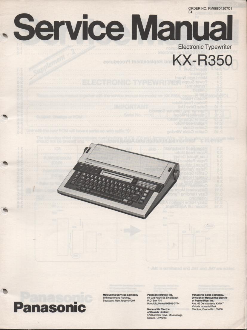 KXR350 Typewriter Service Manual