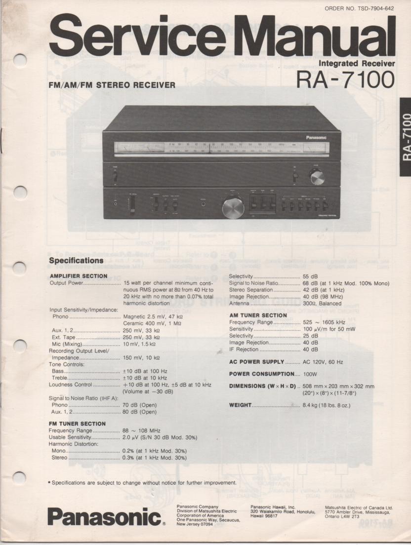 RA-7100 Receiver Service Manual  Panasonic